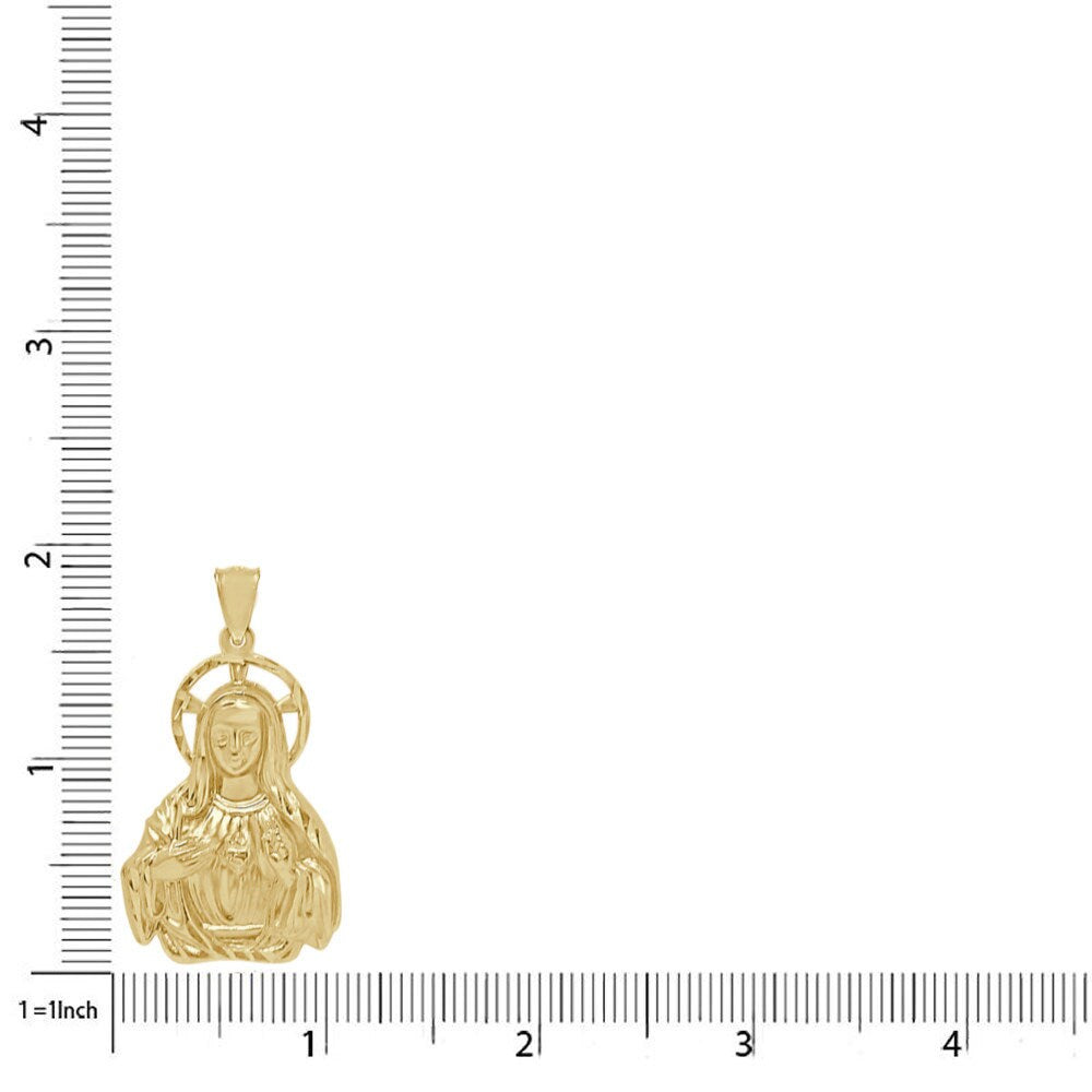 100% 10K Real Authentic Solid Yellow Gold Lady Guadalupe Virgin Mother Mary Pendent Religious Charm 1.85'' + Free Chain