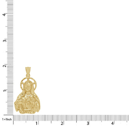 100% 10K Real Authentic Solid Yellow Gold Lady Guadalupe Virgin Mother Mary Pendent Religious Charm 1.85'' + Free Chain