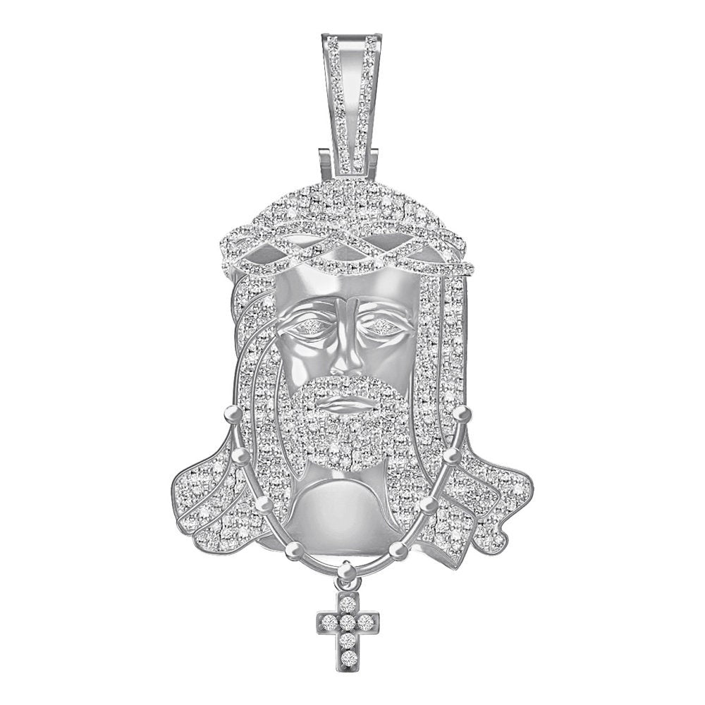 Real Genuine Authentic Diamond 29+ Grams Jesus Christ Face Piece Wearing Neckless Cross 10K Gold Over Exclusive Custom Pendent Charm 2.35"