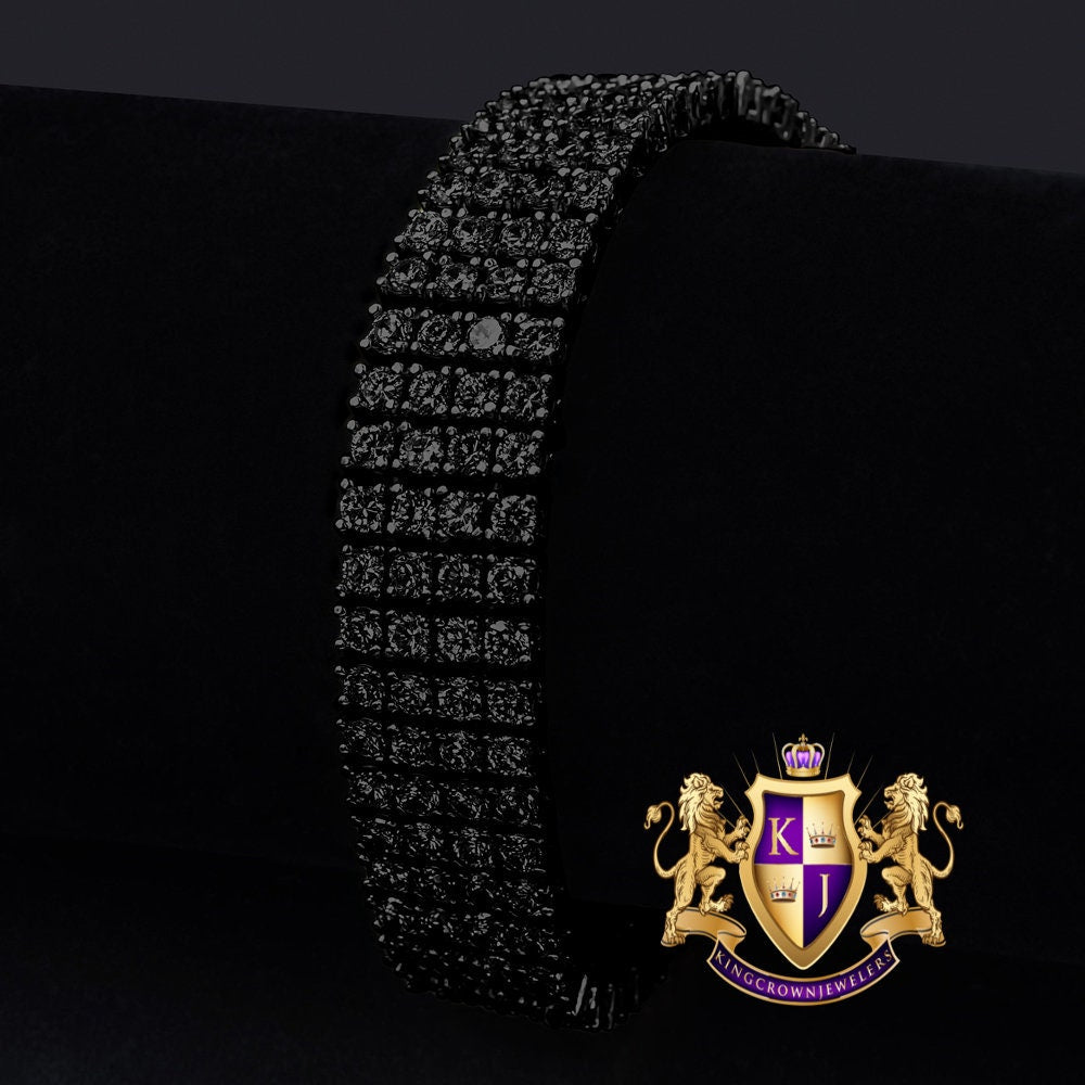 35+ Grams Men's Ladies 8.00 Cwt. AAA+ Grade High Quality Simulated Diamond 14K Black Gold Over 4 Row Tennis Link Bracelet 14mm