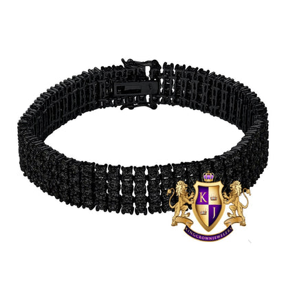 35+ Grams Men's Ladies 8.00 Cwt. AAA+ Grade High Quality Simulated Diamond 14K Black Gold Over 4 Row Tennis Link Bracelet 14mm