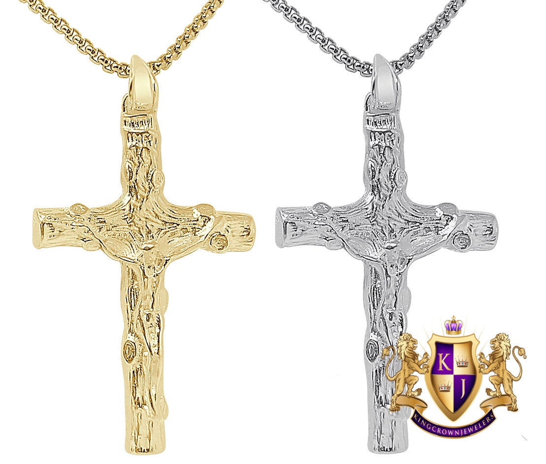 14+ Grams Real Genuine Sterling Silver Jesus Crucifix Cross Pendent 14K Gold Over Charm 2.25''