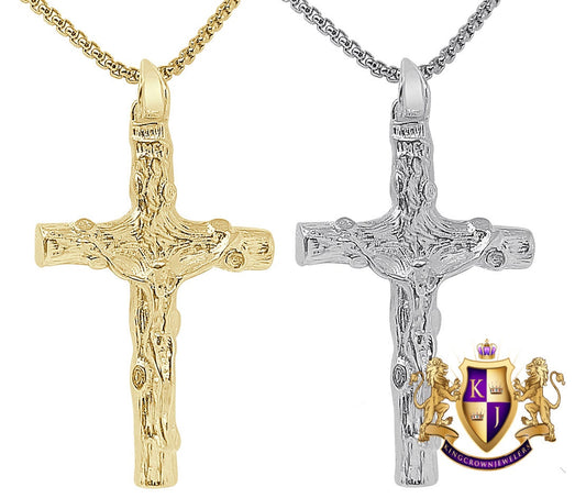 14+ Grams Real Genuine Sterling Silver Jesus Crucifix Cross Pendent 14K Gold Over Charm 2.25''