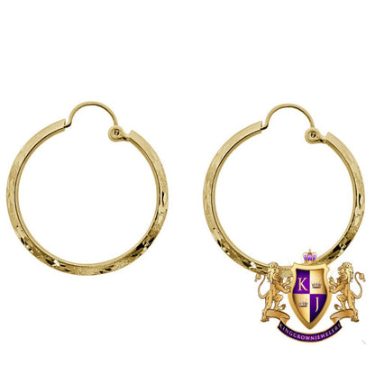 Ladies 1.2" 10k 100% Authentic Real Yellow Gold D/Cut Flat Hoop Loop Earring Set