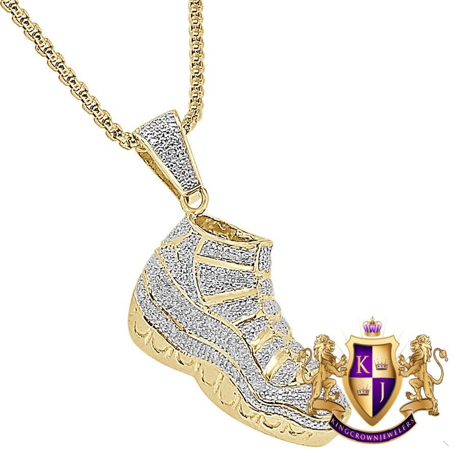 Real Genuine Diamonds 0.40 Cwt. 20+ Grams  Designer Shoe Sneaker Men's Custom Pendent 10K Gold Over Charm 1.75