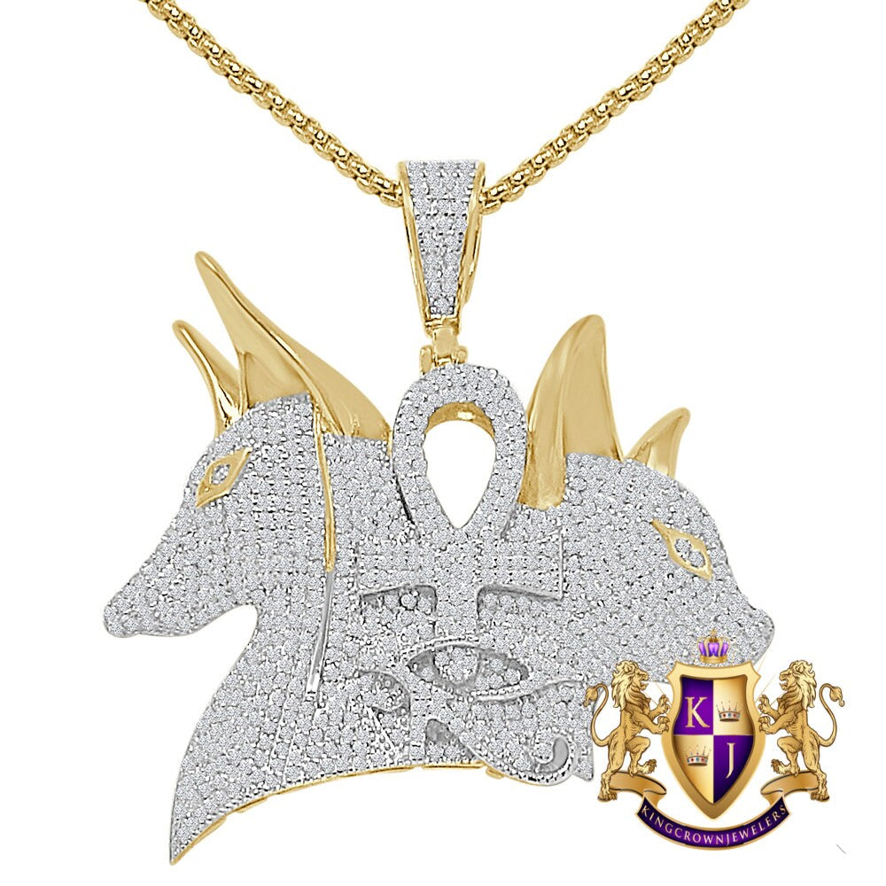 40+ Grams Genuine Real Sterling Silver Anubis Egyptian God Ankh Cross Horus Eye of Ra Exclusive Custom Charm 14K Gold Over Men's Pendent