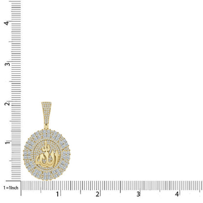 22+ Grams 14K Gold Over Simulated Diamond Allah God Muslim Arabic Islamic Round Flower Medallion Pendent Custom Charm Chain Set 2''