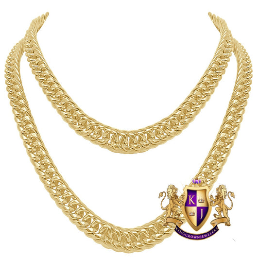 Solid Stainless Steel Men's Thick 10mm 132+ Grams Heavy Miami Cuban Curb Link 18K Yellow Gold Over Chain Necklace 32''
