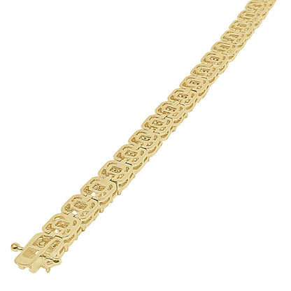 Solitaire Real Genuine Sterling Silver Crystal Clear Zirconia 14K Gold Over Simulated Diamond Unisex 6 mm Tennis Link Bracelet 7.5''