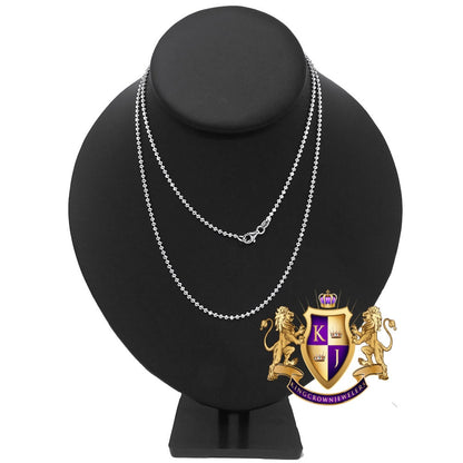 High Quality Men's Ladies Solid 14K Gold Finish Moon Cut Bead Ball Chain Necklace 2.5 mm /24 Inch