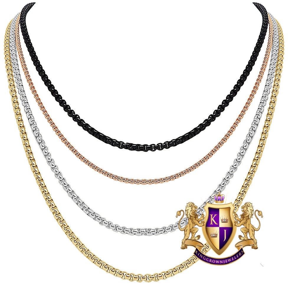 High Quality Men's Ladies Solid 14K Gold Finish Box Snake Chain Necklace  2.5 mm /24 Inch