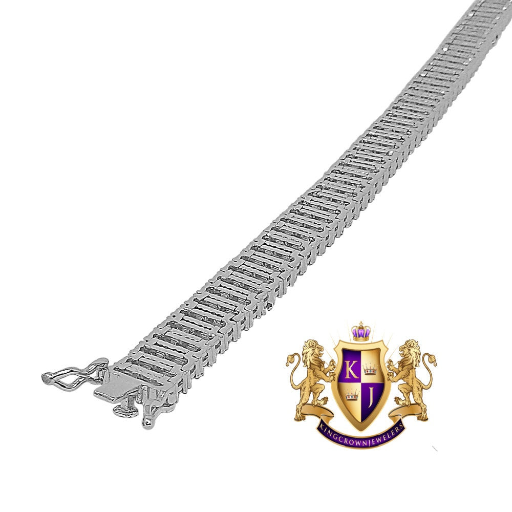 38+ Grams Men's Ladies 8.00 Cwt. AAA+ Grade High Quality Simulated Diamond 14K White Gold Over 3 Row 10mm Tennis Link Bracelet
