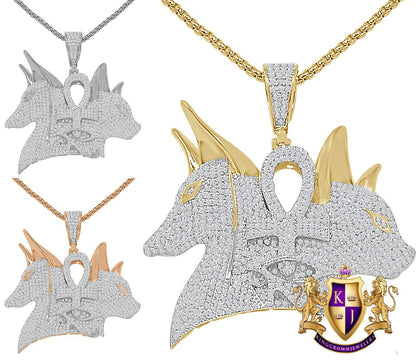 40+ Grams Genuine Real Sterling Silver Anubis Egyptian God Ankh Cross Horus Eye of Ra Exclusive Custom Charm 14K Gold Over Men's Pendent