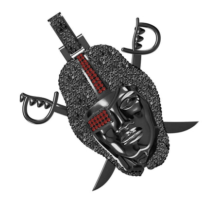 100% Real Genuine Authentic Black/Red Diamond 3.25 Cwt. Oakland Raiders Custom Piece 10K Black Gold Over Men's Sports Pendant Charm 2''
