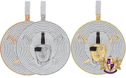 31+ Grams Big 2.5'' Genuine Sterling Silver 9.00 Cwt. Simulated Diamond 14K Gold Over Oakland Raiders Sports Men's Medallion Pendant Charm