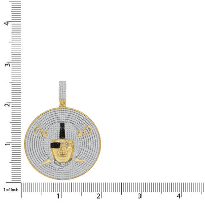31+ Grams Big 2.5'' Genuine Sterling Silver 9.00 Cwt. Simulated Diamond 14K Gold Over Oakland Raiders Sports Men's Medallion Pendant Charm