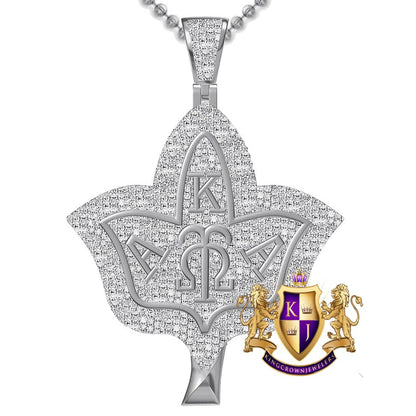 Real Genuine Authentic Diamond Alpha Kappa Alpha AKA Ivy Leaf Omega Symbols Unisex Custom Pendant 10K Solid Gold Over Charm Chain Set 2''