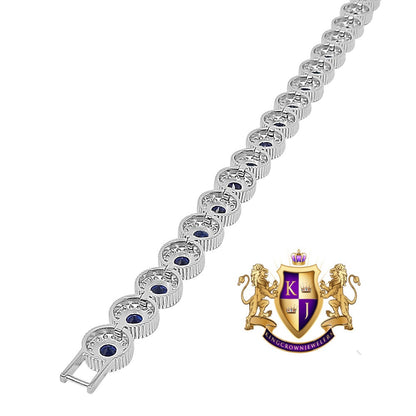 Unisex Blue Sapphire Real Sterling Silver Solitaire 4.00 Cwt. Simulated Diamond 14K White Gold Over 7mm Tennis Link Flower Bracelet 7''