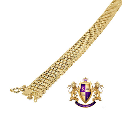 38+ Grams Men's Ladies 8.00 Cwt. AAA+ Grade High Quality Simulated Diamond 14K Yellow Gold Over 3 Row 10mm Tennis Link Bracelet