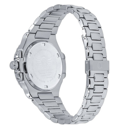 Men's Solid Stainless Steel 18K White Gold Finish Simulated Diamond Handmade 5 ATM Water Resistance Luxury Watch With Date 36mm