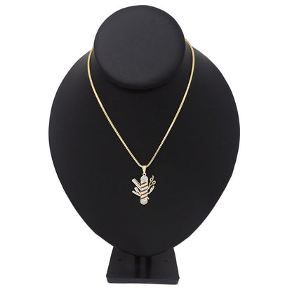 Mini Small 1.25'' Real Genuine Diamond Barber Shop Pole Scissors Comb Pendant 10K Gold Over Unisex Charm Chain Set