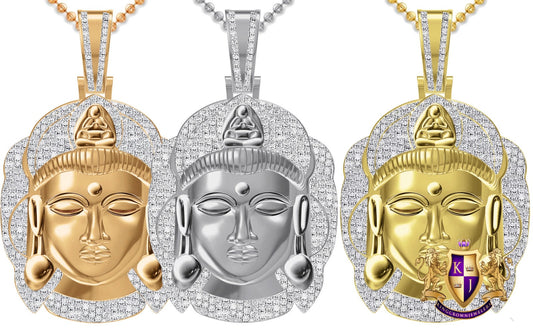 100% Real Genuine Diamond 0.60 Ct. 30+ Grams Siddhartha Lord Meditating Gautama Buddha Head 10K Gold Over Pendent Unisex Charm Chain Set 2''