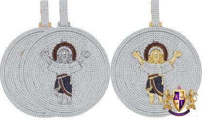 35+ Grams Big 3'' Real Sterling Silver Baby Infant Jesus Santo Nino De Atocha Divino Simulated Diamond Pendant 14K Gold Over Medallion Charm