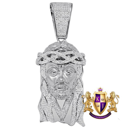 Real Genuine Authentic Diamond 35+ Grams Big 2.85'' Jesus Christ Face Piece Cross Head Charm 10K Gold Over Unisex Pendent