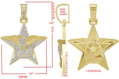 Real Genuine Authentic Diamond 0.60 Cwt. SPQR Roman Legion Eagle Empire Masonic Freemasonry Pendant 10K Gold Over Charm 20 + Grams