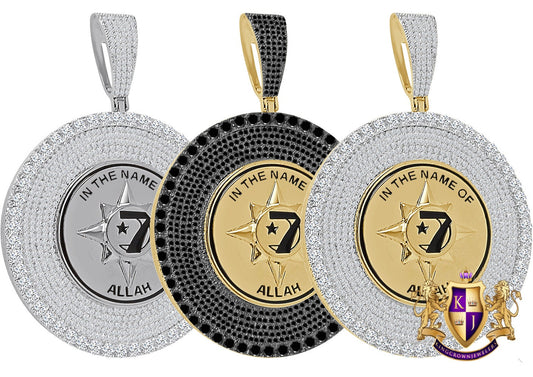 45+ Grams Big 3" Custom Piece 14K Gold Over Simulated Diamond Five-Percent Nation Five Percenter Men's Allah Muslim Pendent Charm Medallion