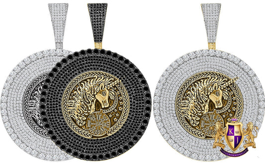 45+ Grams Big 3" Custom Piece 14K Gold Over Simulated Diamond Mendel Viking Amulet Odin Myth Unicorn Vegvisir Pirate Compass Pendent Charm
