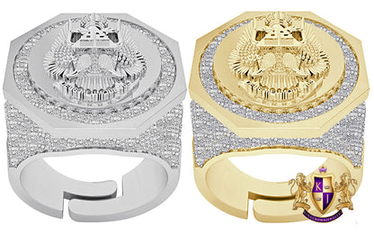 Men's Real Genuine Diamond 1.25 Cwt. Scottish Rite 32 Degree Wings Up Masonic Knights Templar Freemasonry Band Ring 10K Gold Over 17+ Grams