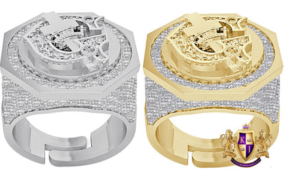 Men's Real Genuine Authentic Diamond 1.25 Cwt. 10K Gold Over Knights Templar Masonic Freemason Custom Ring Band 22mm 17+ Grams