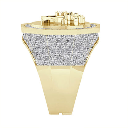 Men's Real Genuine Diamond 1.25 Cwt. Knight Templar Masonic Shield and Sword Freemasonry Freemason Band Ring 10K Gold Over 17+ Grams