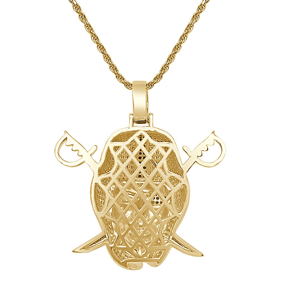 Real Genuine Sterling Silver 26+ Grams 4.50 Cwt. Simulated Diamond 14K Gold Finish Oakland Raiders Sports Custom Pendant Charm + Free Chain