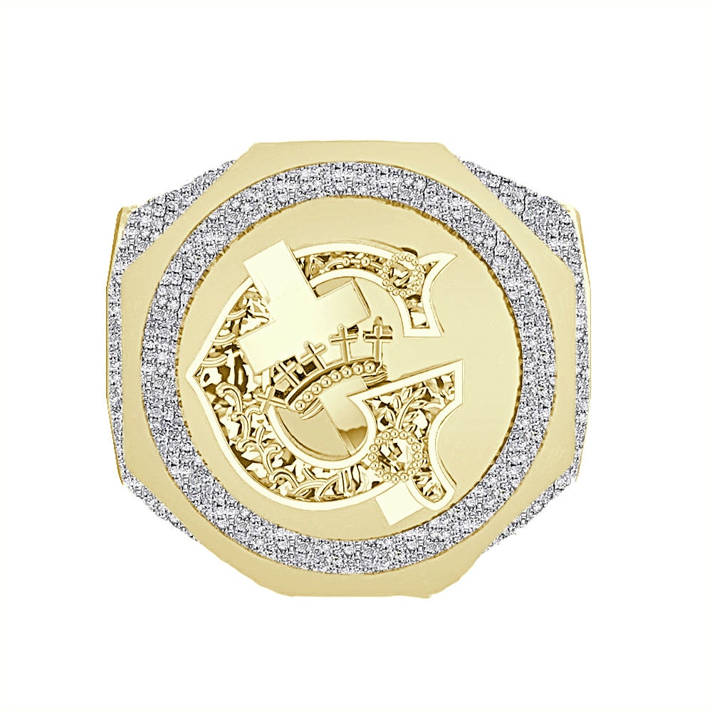 Men's Real Genuine Authentic Diamond 1.25 Cwt. 10K Gold Over Knights Templar Masonic Freemason Custom Ring Band 22mm 17+ Grams