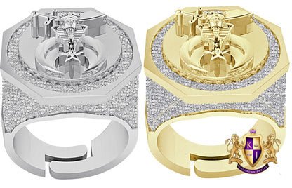 Men's Real Genuine Diamond 1.25 Cwt. Prince Hall Shrine Freemasonry Masonic Freemason Shriners Ring Band 22mm 17+ Grams