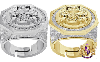 Real Genuine Diamond 1.25 Cwt. Scottish Rite 32 Degree Wings Up Masonic Knights Templar Freemasonry Men's Band Ring 10K Gold Over 17+ Grams