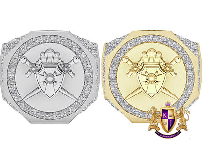 Men's Real Genuine Diamond 1.25 Cwt. Knight Templar Masonic Shield and Sword Freemasonry Freemason Band Ring 10K Gold Over 17+ Grams