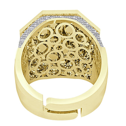 Men's Real Genuine Diamond 1.25 Cwt. Egyptian God Anubis Ankh Pharaoh Ring 10K Gold Over 22mm Band 17+ Grams