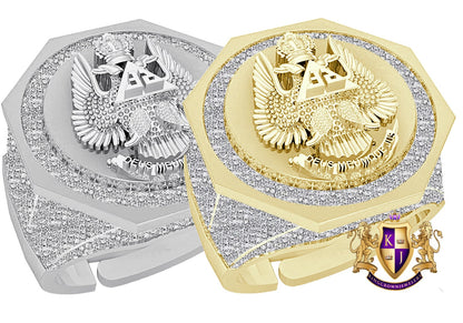 Men's Real Genuine Diamond 1.25 Cwt. Scottish Rite 32 Degree Wings Up Masonic Knights Templar Freemasonry Band Ring 10K Gold Over 17+ Grams