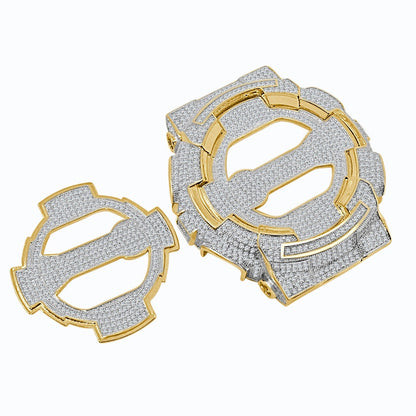 14K Gold Finish Face Plate + Bezel 2 Piece Combo Set G-Shock Watch Series GA100 4.50 Cwt. Lab Simulated Diamond Custom Insert Cover Case