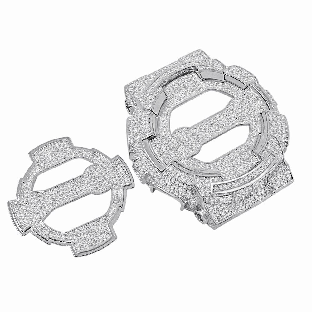 14K Gold Finish Face Plate + Bezel 2 Piece Combo Set G-Shock Watch Series GA100 4.50 Cwt. Lab Simulated Diamond Custom Insert Cover Case