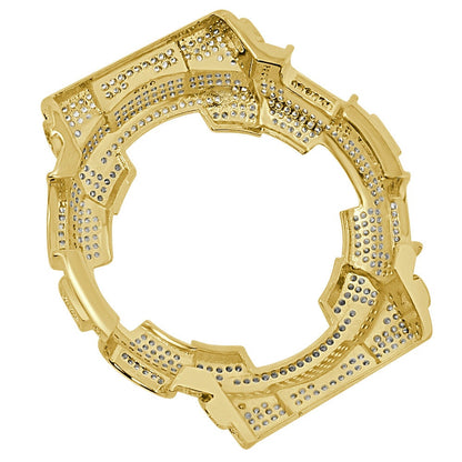 32+ Grams Genuine Sterling Silver Casio G-Shock Watch GA100 Custom Bezel 6.00 Cwt. Simulated Diamond 14K Gold Over Insert Cover Face Case