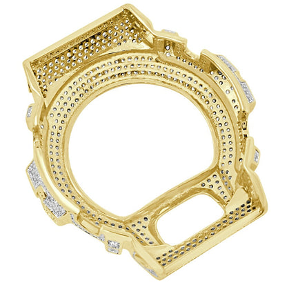 32+ Grams Genuine Sterling Silver Casio G-Shock Watch DW 6900 Custom Bezel 6.00 Cwt. Simulated Diamond 14K Gold Over Insert Cover Face Case