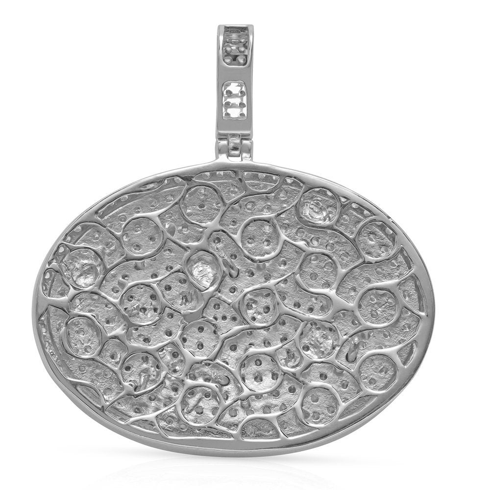 Real Genuine Sterling Silver 24+ Grams 4.00 Cwt. Simulated Diamond 14K Gold Over Muslim Charm Islamic Arabic Oval Shape Allah Custom Pendant