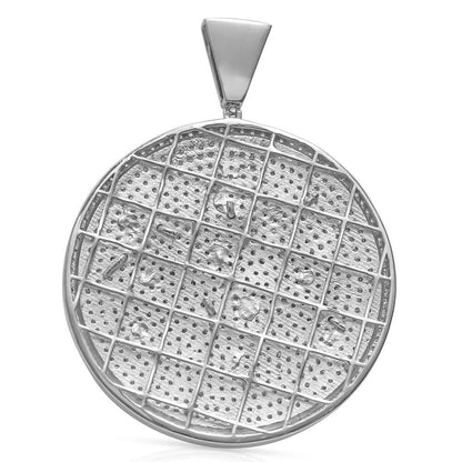 2.55''' Real 14K Gold On Genuine Sterling Silver Allah God Muslim Islamic Pendant 8.00 Ct. Simulated Diamond Medallion Men's Charm 30+ Grams