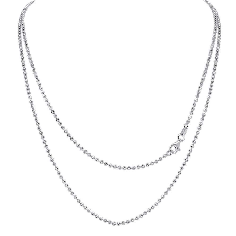 High Quality Men's Ladies Solid 14K Gold Finish Moon Cut Bead Ball Chain Necklace 2.5 mm /24 Inch
