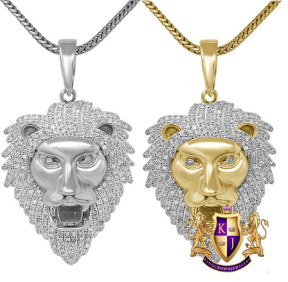 Real Genuine Authentic Diamond 0.65 Cwt. 12+ Grams Lion King Head Face Pendent 10K Gold Finish Men's Custom Piece Charm Chain Set 1.70''