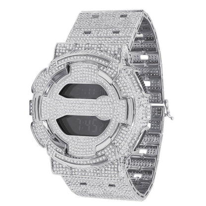 Men's Genuine Authentic Casio G Shock Series GD100 Terminator Custom Watch 20 Cwt. Simulated Diamond 18K Gold Finish Adjustable Size Band
